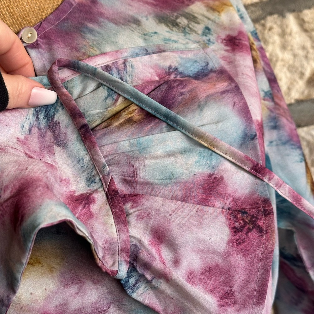 Verona Blue & Purple Bow Tie Blouse - Picture 7 of 16